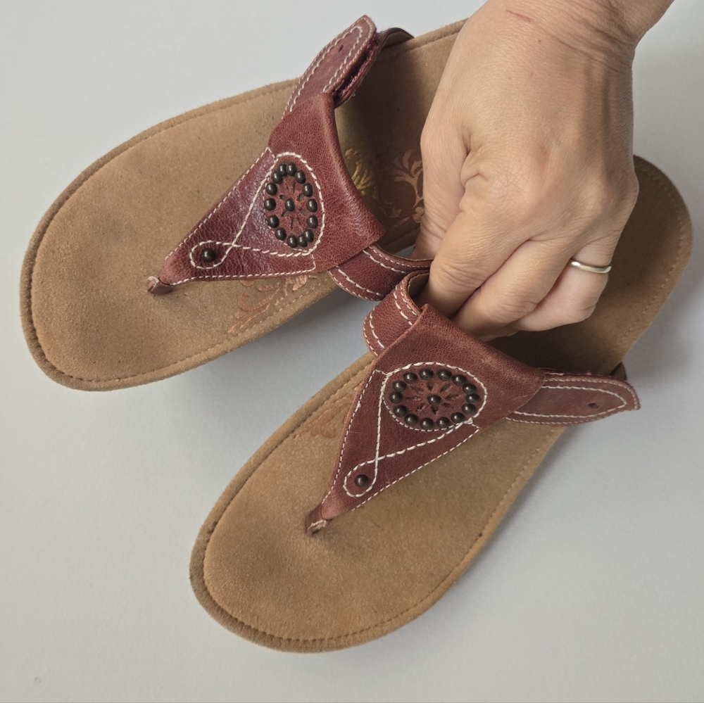 AETREX Women's Brown Leather Sandals